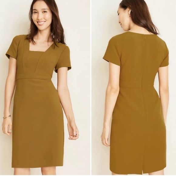 Ann Taylor Dresses & Skirts - Ann Taylor Double Weave Mustard Sheath Dress